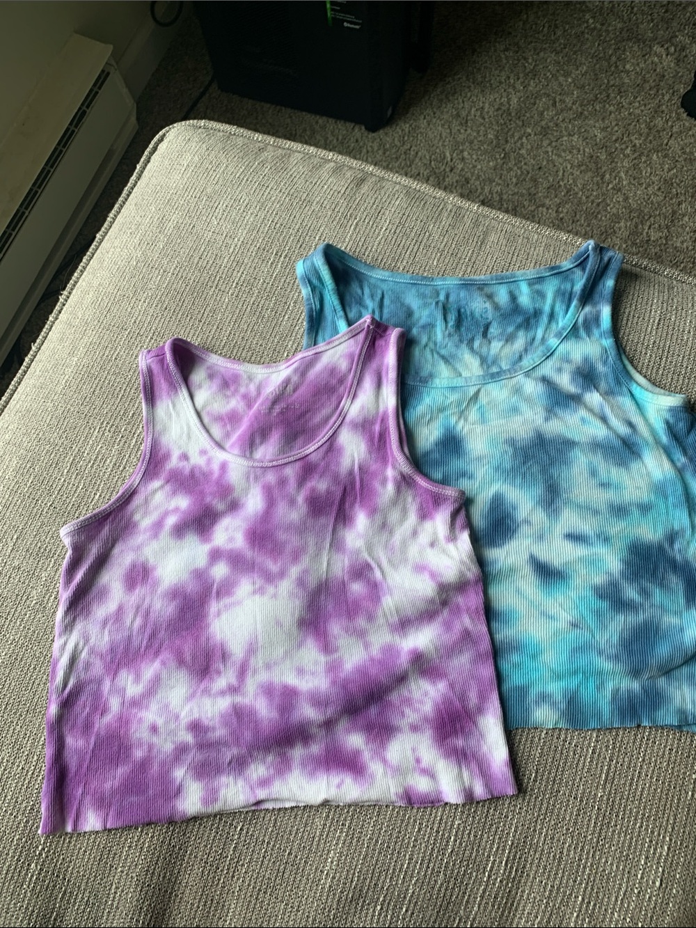 2 Justice Ocean Tie-Dye Tank Tops (blue and purple)